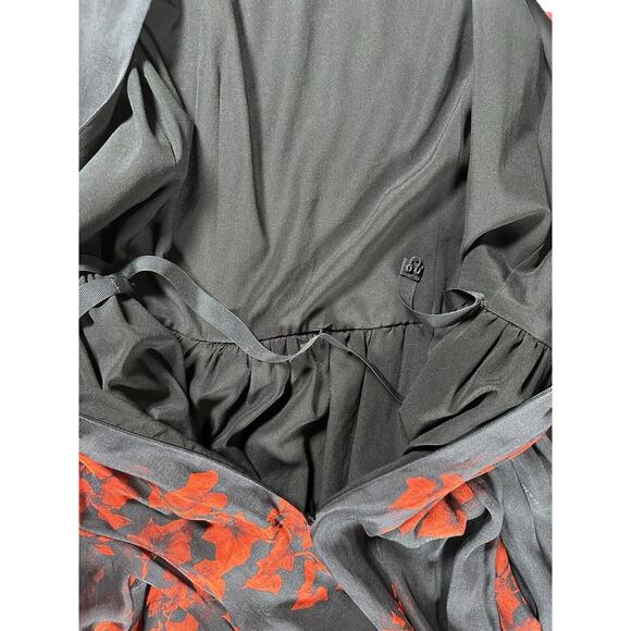 Daniele Carlotta 100% Silk Maxi Dress Size 6 / IT 42 Black Red Floral Sleeveless - Picture 7 of 8